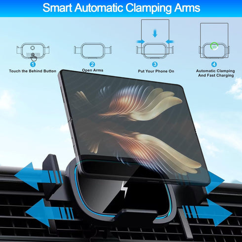 Wireless Car Charger for Samsung Galaxy Z Fold 6/5/4/3, 15W Fast Charging Air Vent Phone Holder for Galaxy Z Fold/Note