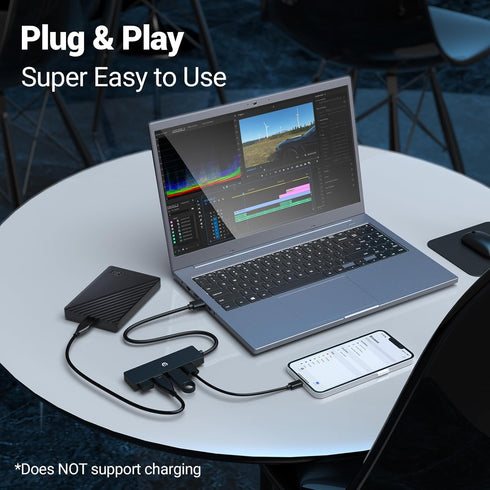 Tymyp 4-Port 3.0 USB Hub, USB Hub, USB Expander for Laptop, Xbox, Flash Drive, Hard Drive, Gaming Device, Printer