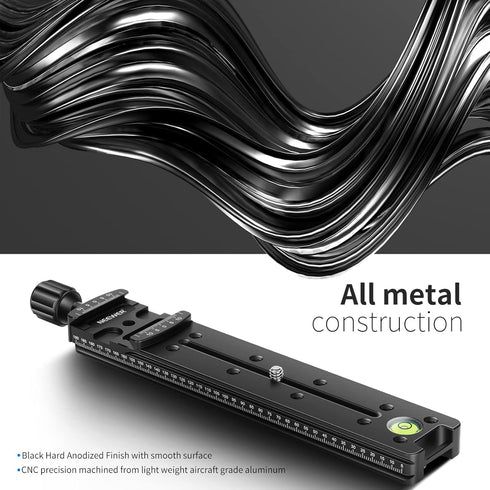 Neewer 200mm Professional Metal Quick Release Clamp Rail Nodal Slide for Camera