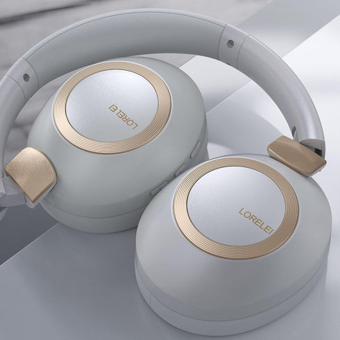 LORELEI B-C6 Wireless Over Ear Headphones, 50H Playtime, Foldable Lightweight Bluetooth Headsets, Deep Bass, Built-in