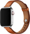 OUHENG Slim Bands for Apple Watch, 42mm 41mm 40mm 38mm, Women Genuine Leather Replacement Thin Strap (Brown/Silver)