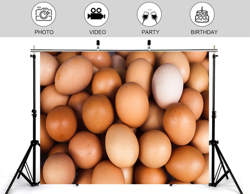 KeyWork 10x10ft Brown Egg Backdrop Farm Produce Photography Background for Party Rustic Farmhouse Themed Events