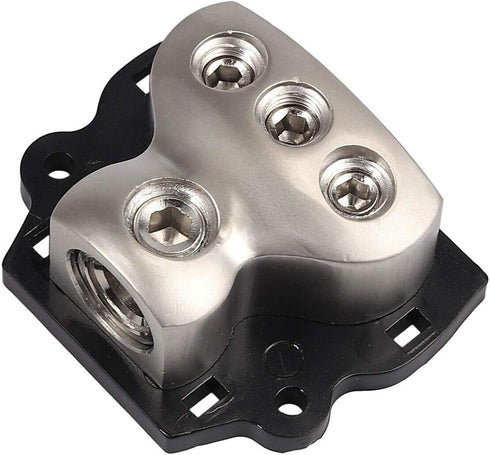 3 Way Power Distribution Block, 1x 0 Gauge In / 3X 4 Gauge Out, Amp Power Ground Distributor, 2 Pack