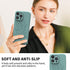 Midnight Green Flower Magnetic Silicone Case for iPhone 15 Pro, Magsafe Compatible, Camera Protection, Soft Microfiber