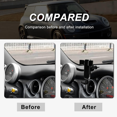 KUNGKIC for Mini R50 R52 R53 Hatch Auto Phone Holder, Aluminum Car Cradle, Rotatable Clip, Foldable Cell Phone Cradle