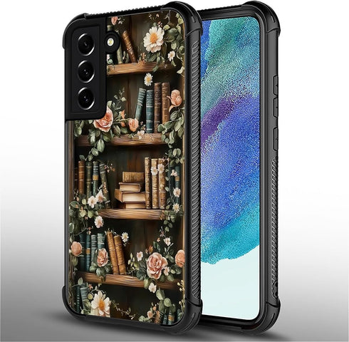 SKAMIX S22 for Samsung Galaxy Case,Soft Silicone Shockproof Bumper Camera Protection Phone Case-Vintage Flowers