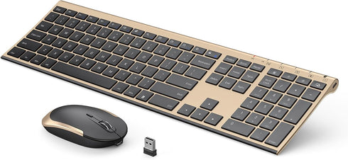 Vssoplor Wireless Keyboard and Mouse Combo, 2.4GHz Rechargeable Quiet Full-Size Set for Windows, Laptop, PC