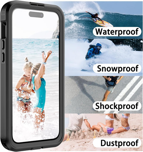 for iPhone 15 Pro Max Waterproof Case, Built-in Screen Protector, Shockproof, Snowproof, Dustproof, Full Body