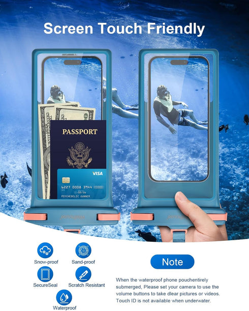 wellhouse Waterproof Phone Pouch, Case for iPhone 15 14 13 12 Pro Max XS Samsung, IPX8 Cellphone Dry Bag, Blue