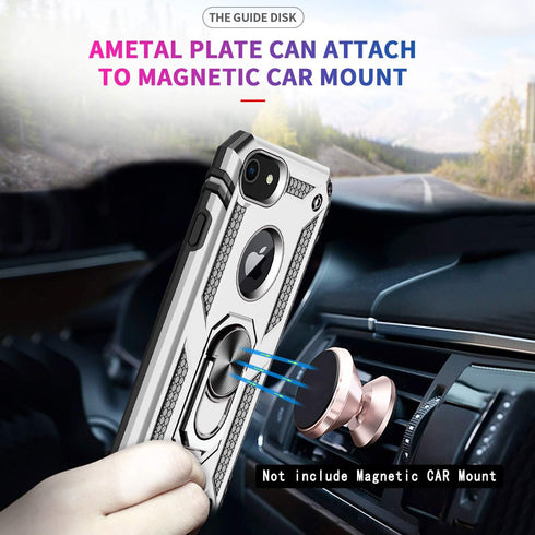 LeYi Compatible Case for iPhone 8/7/6s/6 (2 Pack), Silver with Tempered Glass Screen Protector & Kickstand