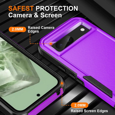 Ezanmull Google Pixel 8A Case: Purple, 15 FT Military Grade Drop Protection, Non-Slip, with Screen & Camera Lens