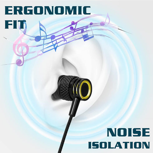 UrbanX R2 Wired in-Ear Headphones with Mic for Samsung Galaxy A02s, Noise Isolating, Deep Bass