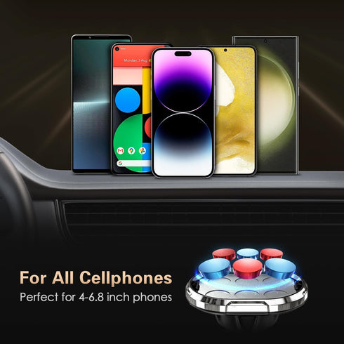 Magnetic Car Mount Air Vent Cell Phone Holder, Universal Vehicle Dash Stand with Clip Hook for iPhone, Samsung, Google