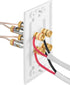 Fosmon Home Theater Wall Plate - Premium Gold Plated Copper Banana Binding Post Coupler Type (White) (Two Speaker)