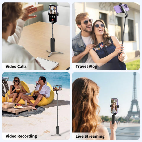 yAyusi Extendable Mini Selfie Stick Tripod with Remote, Pocket Size Portable Tripod for iPhone, Small Compact Phone