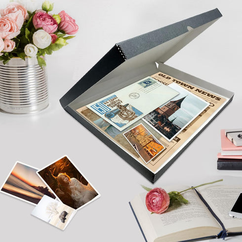 Lineco Folio Storage Box, 23.5x30.5x1.75 in, Clamshell Design with Metal Edge, Archival Boxboard for Organizing Photos,