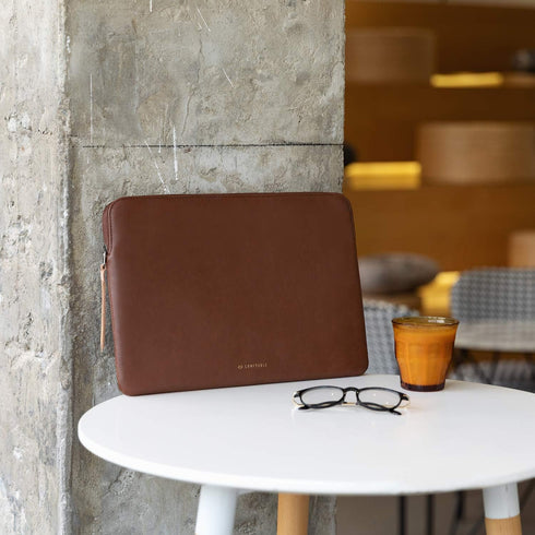 Comfyable Slim Protective Laptop Sleeve, Compatible with 13/13.3/14 Inch MacBook Air & Pro, Brown PU Leather Cover
