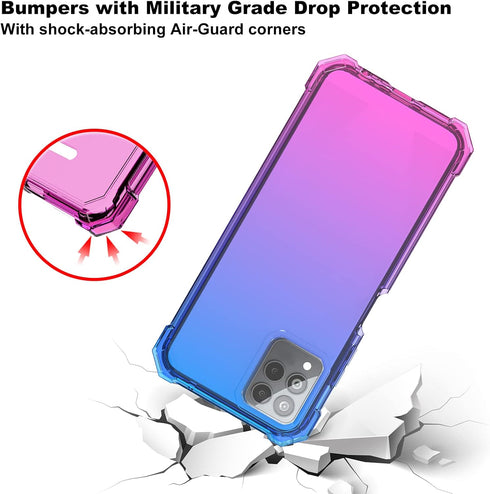 Ailiber Case for TMobile Revvl 6 5G Pro with Screen Protector, Dual Layer Shock-Absorbing Corners TPU Bumper (Blue Pink)