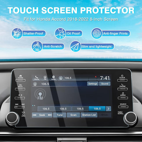 Karltys 2 Pack Screen Protector for Honda Accord Accessories 2018-2022, 9H Tempered Glass Car Radio Cover