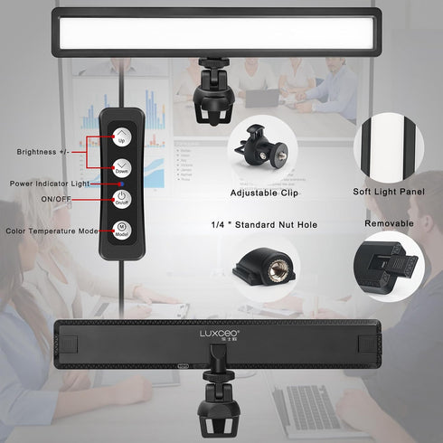 luxceo Video Conference Lighting, Zoom Light for Remote Working, Webcam Lighting for Laptop, Zoom Calls, Live