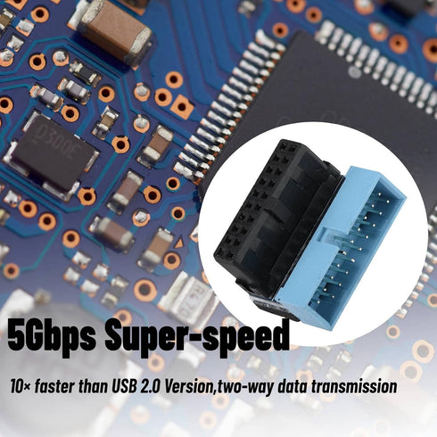 5PCS USB 3.0 19-Pin Motherboard Connector Internal Header, Male to Female Extension Adapter