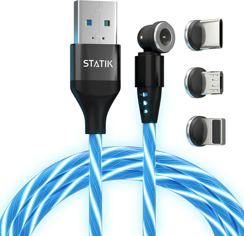 Statik GloBright 360 Magnetic Charging Cable, Light Up Magnetic USB C Charging Cable, Glowing Phone Charger Cord 3FT/1M