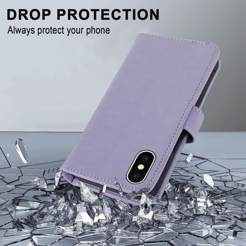 MONASAY Wallet Case for iPhone X/iPhone Xs, 5.8-inch, Flip Folio Leather Cover with Credit Card Holder, Glass Screen
