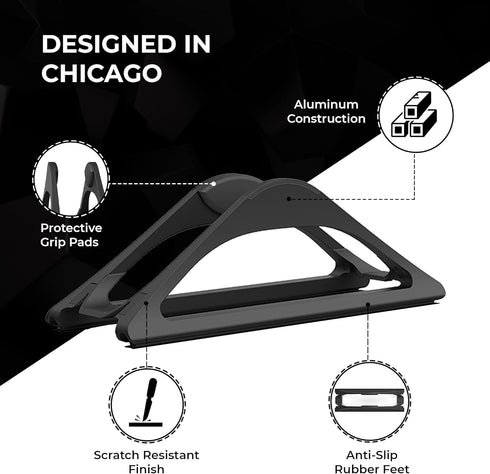 HumanCentric Vertical Laptop Stand (Matte Black) | Adjustable Holder for Apple MacBook, MacBook Pro & Other Laptops