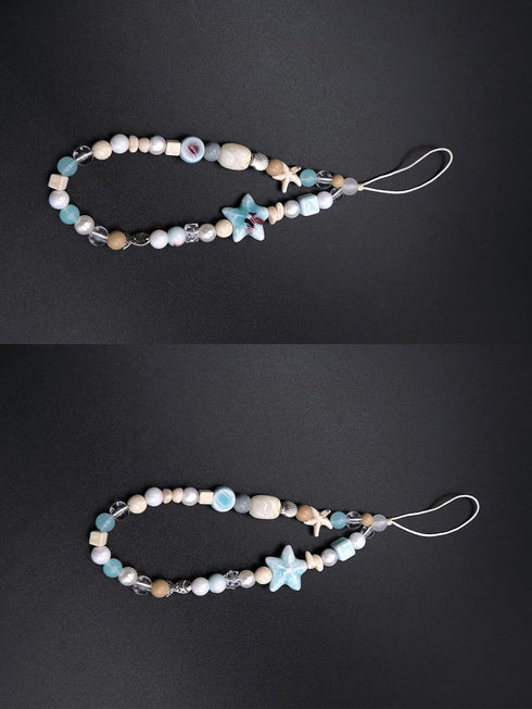 (Black01) Phone Charm, Cell Phone Chain Lanyard Wrist Strap Beaded String for Women Girls, Wristlet Strap for iphone