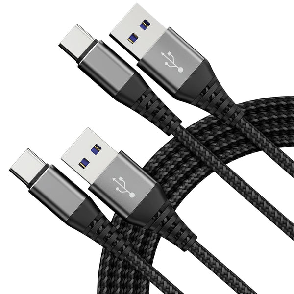 USB to USB C Cable 2-Pack, 3ft Fast Charging High Speed Nylon Cord for Samsung Galaxy A20, S20, S10 Plus, Note 8