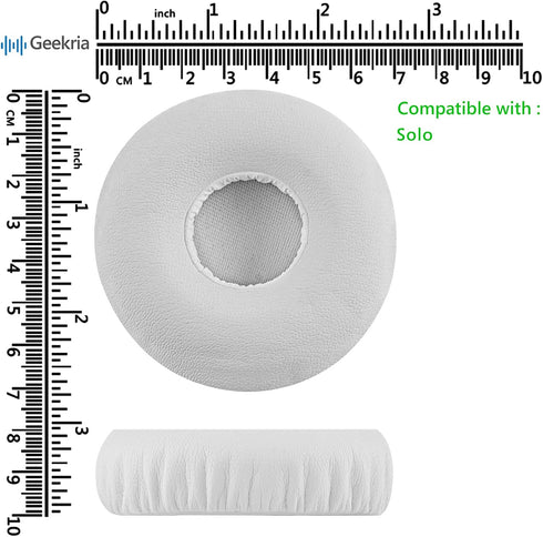 Geekria QuickFit Replacement Ear Pads for Beats Solo Wireless Headphones (White)