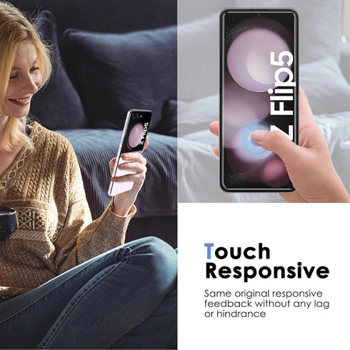 Fotbor Samsung Galaxy Z Flip 5 Screen Protector Pack: 3 Inner Flexible Films, 3 Tempered Glass Back Protectors, 2