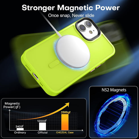 iPhone 11 Case, Shockproof & Drop Resistant (13FT), Translucent Matte, Strong Magnetic, Aluminum Alloy Keys,