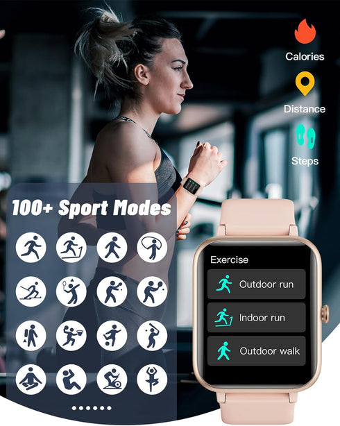 GRV Smart Watch for iOS and Android Phones (Answer/Make Calls), IP68 Waterproof Fitness Tracker Watch