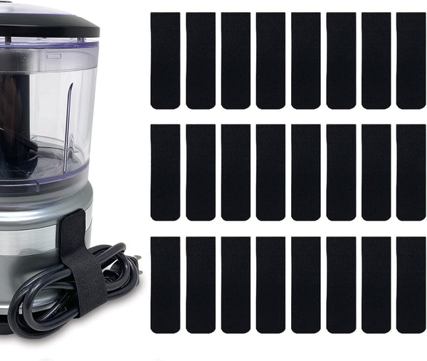 Cable Clams by Wrap-It Storage, 3" Black Cord Organizer for Appliances Strips, Adhesive for Office Organization