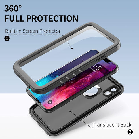 SPORTLINK iPhone XR Waterproof Case, Shockproof Snowproof Slim Case with Built-in Screen Protector (Black)