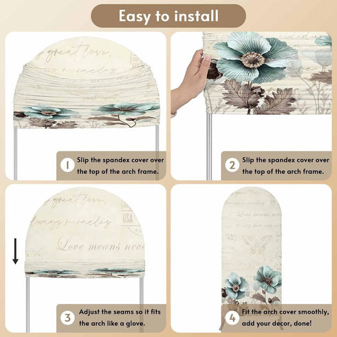 Duskova Living 4 Victorian Style Arch Backdrop Cover FT, Vintage Blue Flowers Broccoli Wedding Arch Cover Stretchy