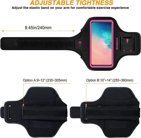 Armband for Samsung Galaxy S25+/S24+/S23+/S22+/S20+/S10+/S9+/S8+, Running Exercise Gym Bag with Key Holder (Pink)