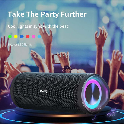 HEYSONG Portable Bluetooth Speaker, IPX7 Waterproof Outdoor Speaker with 40H Playtime for Beach and Camping