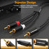 1 2 (2 Pack), 12 Inch, 24K HOSONGIN RCA Y Splitter Cable, Male to Male Audio Cables Gold-Plated, Cotton Braided