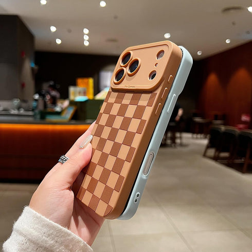 YUMUPIFE 17 17 Compatible with iPhone Pro Case Cute Checkered Pattern Design for Girls Women, Soft Silicone Shockproof