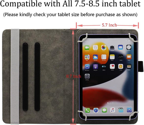 Universal 8 Inch Tablet Case, 7 Inch Rotating Cover for 7-8 Inch Android Tablet, Dluggs 360 Degree Stand Case, Black