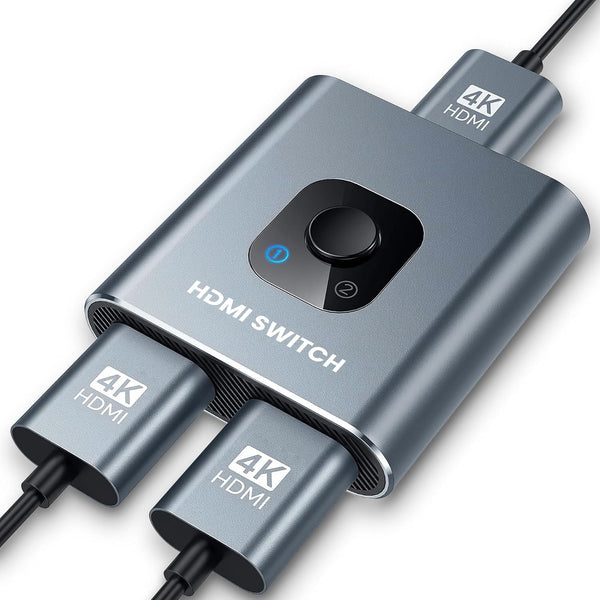 SCSXGO HDMI Switch 4k@60hz Splitter, Aluminum Bidirectional HDMI Switcher 2 in 1 Out,