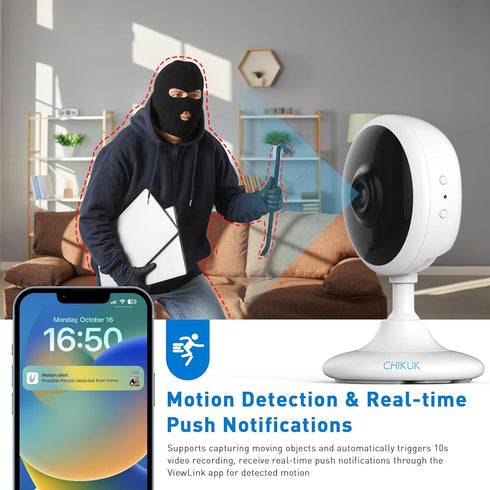 WiFi Security Camera 2K, Indoor Home Cameras for Dog/Pet/Elder/Baby Monitor, Smart Siren with Phone App, Advanced Night