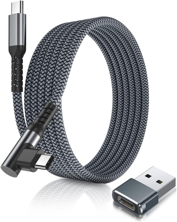 Basesailor 10FT USB C to Type C 100W Charger Cable with USB A Adapter, Right Angle PD Cord for iPhone 15 Pro Max,
