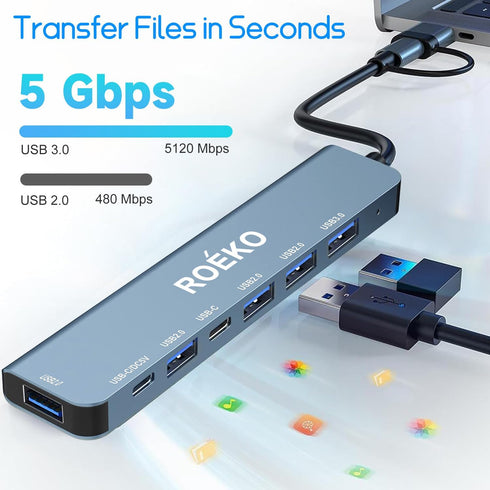 ROKO 3.0,USB 1xUSB 3.0,4xUSB2.0,2 7in1) USB Hub c hub,USB hub with Multiport Adapter, USB Splitter with x USB C,Hub