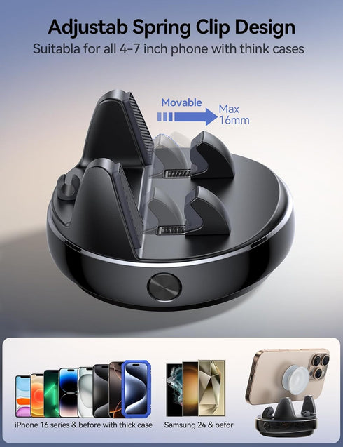 JOYROOM 360 Car Phone Holder Mount, Adjustable & Avoid Sun Glare Phone Holder for Car, Slip Free Spring Snap Design