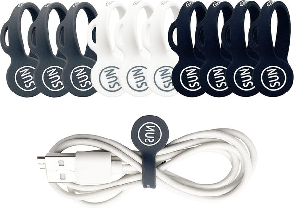 10 Pack Earbuds Cords Organizers, Magnetic Cable Clips for Home Kitchen Office School, Gray White Black