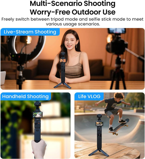 LKTOP 3 3, with1/4 insta360 X5/X4/X3 5 Pro/4/3 Pocket Mini Tripod for DJI Osmo Pocket Portable Tripod Stand Tabletop