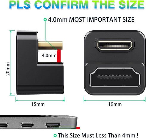 AGVEE 2 Pack Mini HDMI Male to HDMI Female Adapter, 180 Degree Angled U-Shaped 4K@60HZ Converter, Black